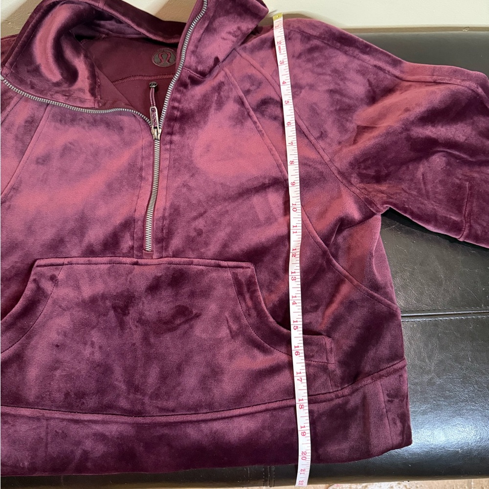 lululemon athletics plush velvet wine colored Half-Zip Sweatshirt - Picture 5 of 8